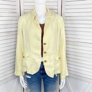 J.‎ Crew Academy Washed Linen Blazer Jacket Yellow Medium